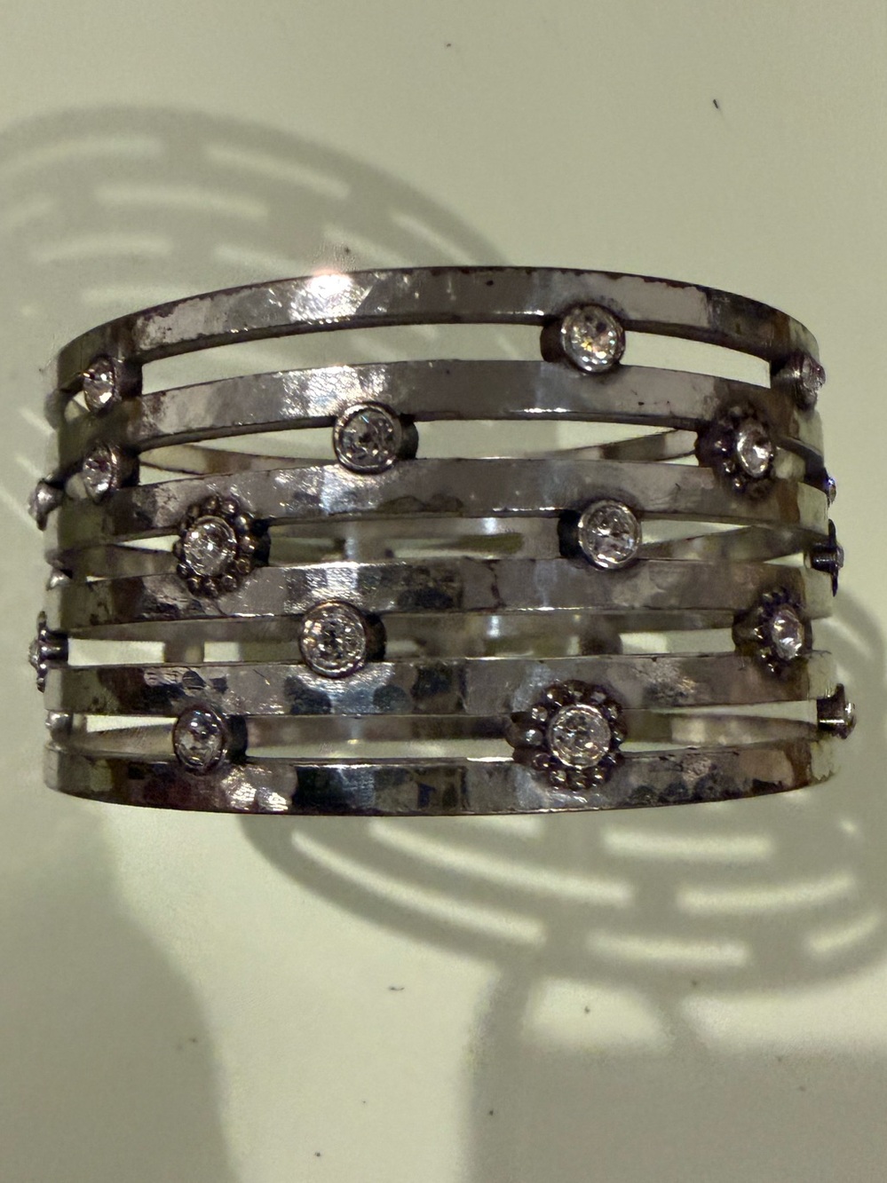 Silver-Tone Rhinestone Cutout Cuff Bracelet by Brighton - Picture 2 of 6